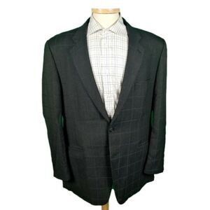 Maxwells 46R Blazer Gray Check Wool 2 Button 1 Slit